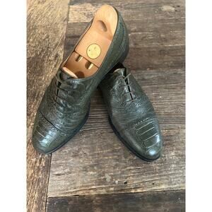 Mauri Green Ostrich Leather Oxford Dress Casual Shoes Size 9M JP